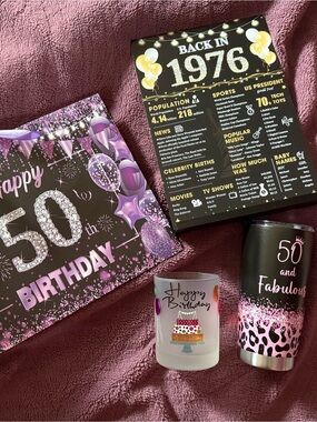 50th Birthday Party Decoration Set - Purple and Black